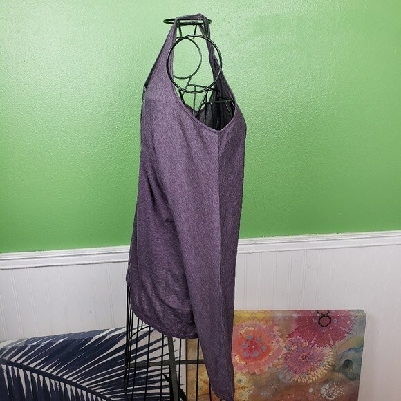 Chaser Purple Twisted Key Hole Long Sleeve Open Back Shirt Size Medium - Picture 7 of 11